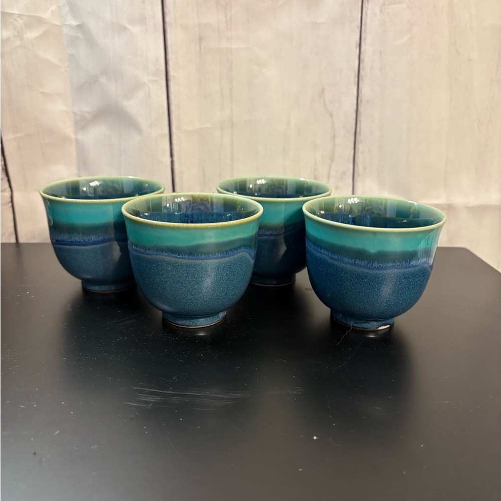 Teavana Blue and Green Ceramic Cups